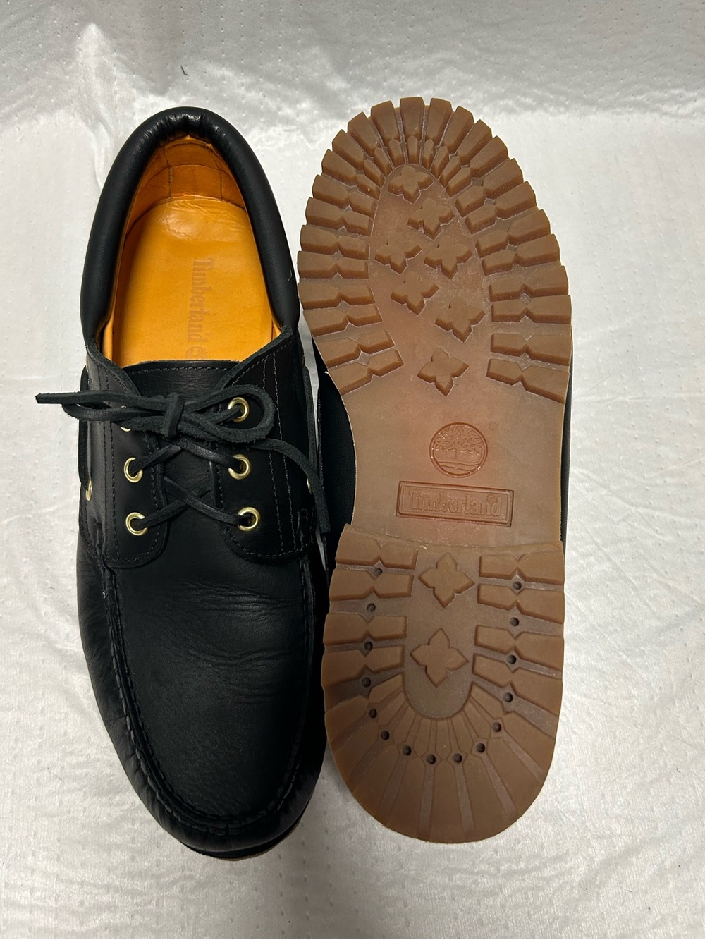 Timberland Men's Black Leather Authentic Boat Shoe with Lug Sole
